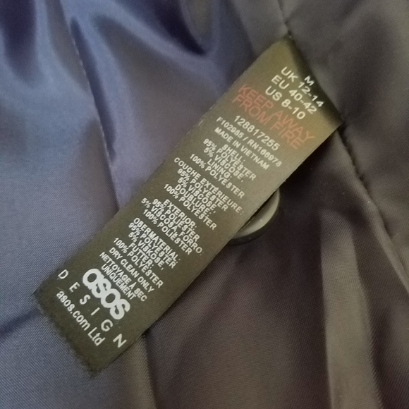 NWOT ASOS DESIGN Top Collar Boyfriend Coat Navy Size Medium - Picture 12 of 12